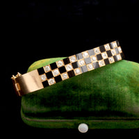 Late Victorian Onyx & Diamond Checkerboard Bangle