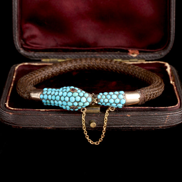 Victorian Turquoise Snake Hair Bangle