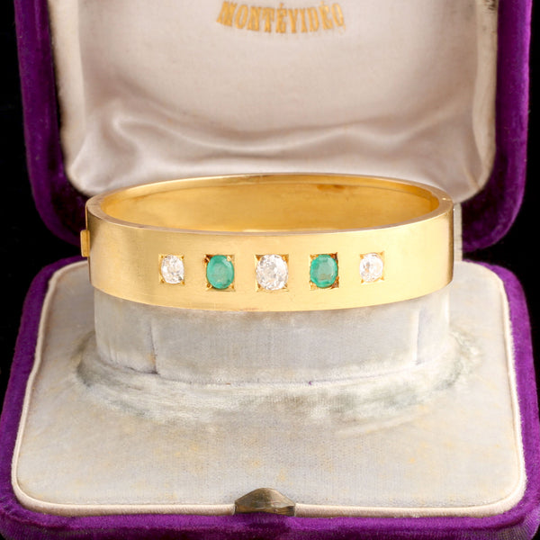 Victorian Emerald & Diamond Bangle