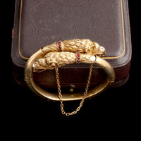 Late 19th Century French Gilt Silver & Garnet Double Eagle Bracelet