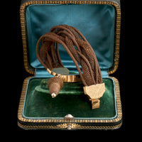 Victorian "M.C.C" & Acorn Hairwork Locket Bracelet