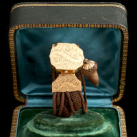 Victorian "M.C.C" & Acorn Hairwork Locket Bracelet
