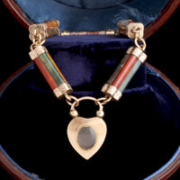 Victorian Scottish Agate Specimen Heart Padlock Bracelet