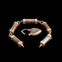 Victorian Scottish Agate Specimen Heart Padlock Bracelet
