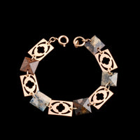 Edwardian Quatrefoils & Jasper Pyramids Panel Link Bracelet