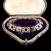 Edwardian Quatrefoils & Jasper Pyramids Panel Link Bracelet