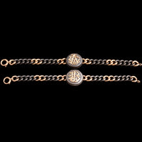 Early 20th Century French Gunmetal & Gold Monogram Locket Bracelets