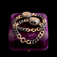 Early 20th Century French Gunmetal & Gold Monogram Locket Bracelets