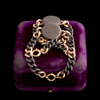 Early 20th Century French Gunmetal & Gold Monogram Locket Bracelets