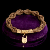 Mid Victorian Braided Hair Padlock Bracelet