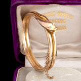 Victorian Rose Gold & Turquoise Snake Bangle
