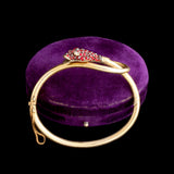 Victorian Rose Cut Garnet Pinchbeck Snake Bangle
