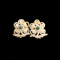 Victorian Pearl & Paste Flower Earrings