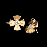 Victorian Old Mine Cut Diamond Maltese Cross Earrings