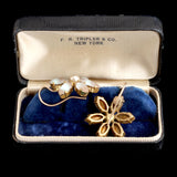 Edwardian Saphiret & Faux Pearl Flower Earrings