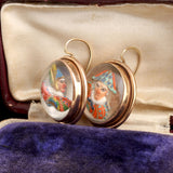Victorian Reverse Carved Crystal Punch & Judy Earrings