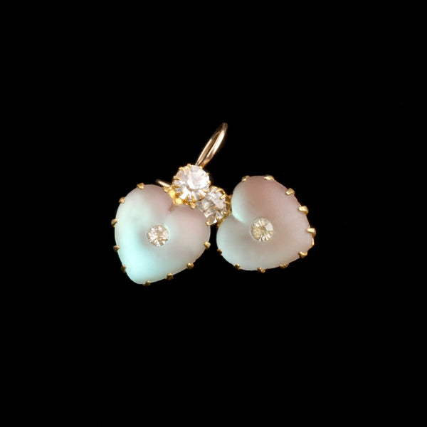 Edwardian Saphiret & White Paste Heart Earrings