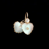 Edwardian Saphiret & White Paste Heart Earrings
