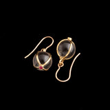 Early 20th Century French Rock Crystal & Ruby Cage Earrings