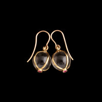 Early 20th Century French Rock Crystal & Ruby Cage Earrings