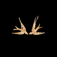 Edwardian Garnet-Eyed Pearl Swallow Earrings