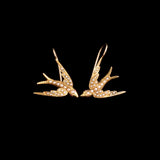 Edwardian Garnet-Eyed Pearl Swallow Earrings