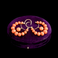 Late 19th Century Italian Coral Bead Hoop Earrings