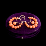 Late 19th Century Italian Coral Bead Hoop Earrings