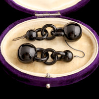 Victorian Ball & Chain Jet Earrings
