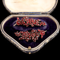 Victorian Bohemian Garnet Floral Drop Earrings