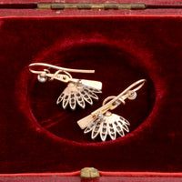 Late Victorian Diamond & Seed Pearl Fan Earrings