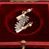 Late Victorian Diamond & Seed Pearl Fan Earrings