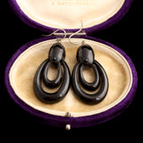 Victorian Whitby Jet Oval Hoop Earrings