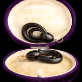 Victorian Whitby Jet Oval Hoop Earrings