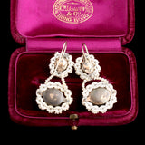 Victorian Seed Pearl & Amethyst Paste Drop Earrings