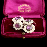Victorian Seed Pearl & Amethyst Paste Drop Earrings