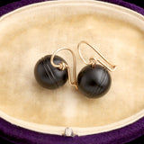 Victorian Carved Onyx Sphere Earrings