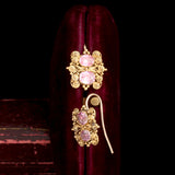 Archaeological Revival Pink Topaz Earrings