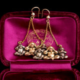 Victorian See, Hear, Speak No Evil Shakudo Monkey Earrings