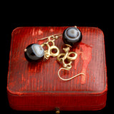 Victorian "Eye" Agate Serpent Earrings