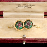Victorian Enamel, Ruby & Diamond Star Earrings