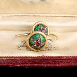 Victorian Enamel, Ruby & Diamond Star Earrings