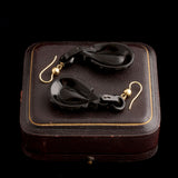 Neoclassical Medusa Shell Cameo Jet Earrings