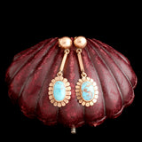 Victorian Turquoise & Rose Gold Floral Drop Earrings