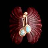 Victorian Turquoise & Rose Gold Floral Drop Earrings