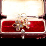 Georgian Garnet & Pearl Pansy Earrings
