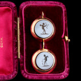 Victorian Nicolo Onyx Cupid Intaglio Earrings
