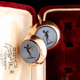 Victorian Nicolo Onyx Cupid Intaglio Earrings