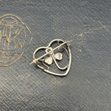 Sterling Connemara Marble Shamrock Heart Pin