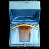 Late 19th Century French Pearl Studded Gold Comb